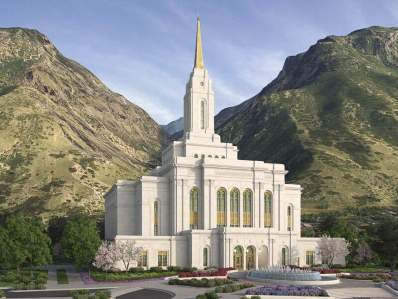 The exterior rendering for the redesigned Provo Utah Temple.