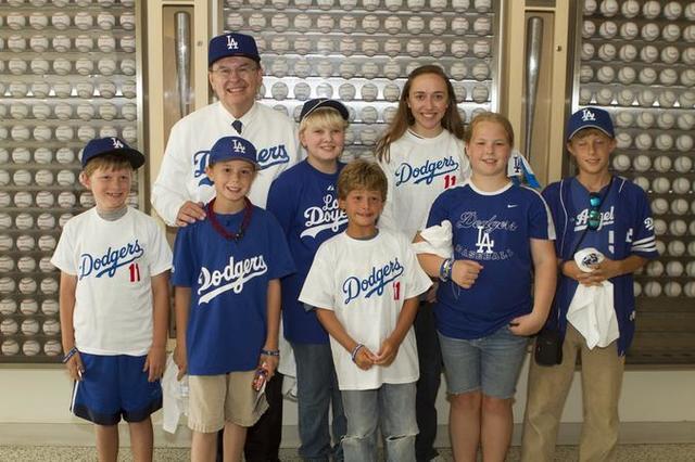 Image titleElder Cook at the Dodgers game. Image from Deseret News.