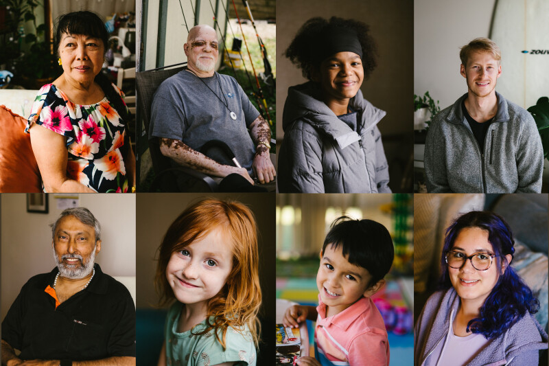 A compilation of portraits of eight members from the Gurnee 1st Ward.