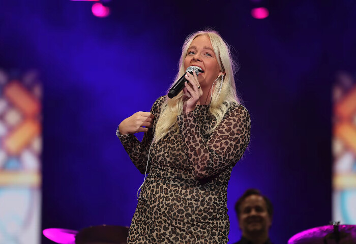 Emma Nissen performs during the Utah Area YSA Conference concert at the Delta Center in Salt Lake City on Saturday, August 3, 2024. 