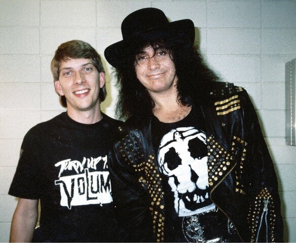 Kevin Guest and Gene Simmons after an interview for "Turn Up the Volume."