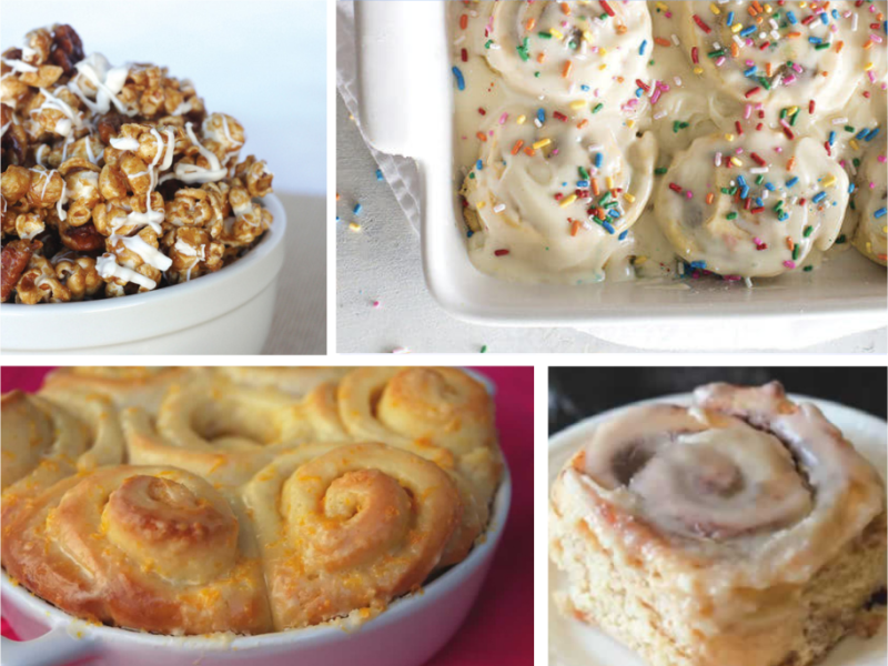 Several cinnamon roll varieties.