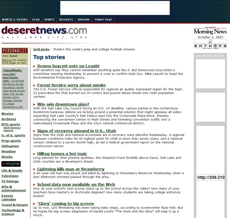 Deseretnews.com in 2003