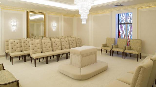A sealing room in the Jordan River Utah Temple.