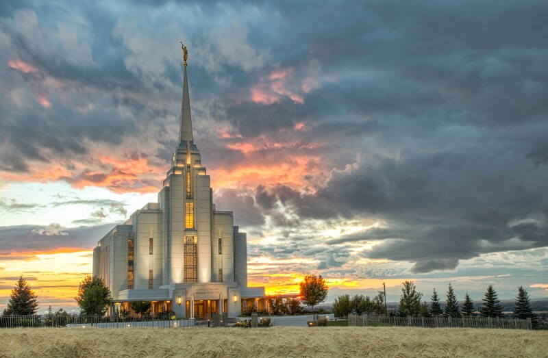 Rexburg Idaho Temple Harvest Sunset