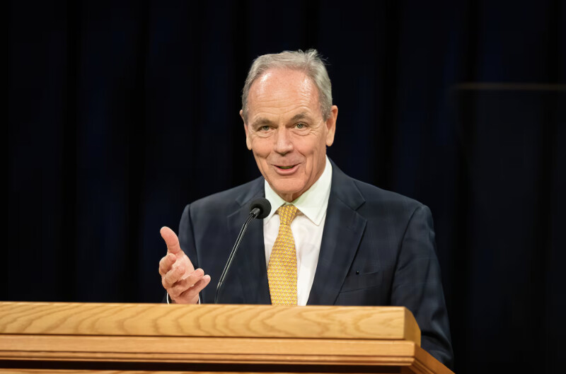 Elder Michael T. Ringwood of the Presidency of the Seventy speaks during the Tuesday, Jan. 21, 2025, devotional at the Provo Missionary Training Center in Provo, Utah.