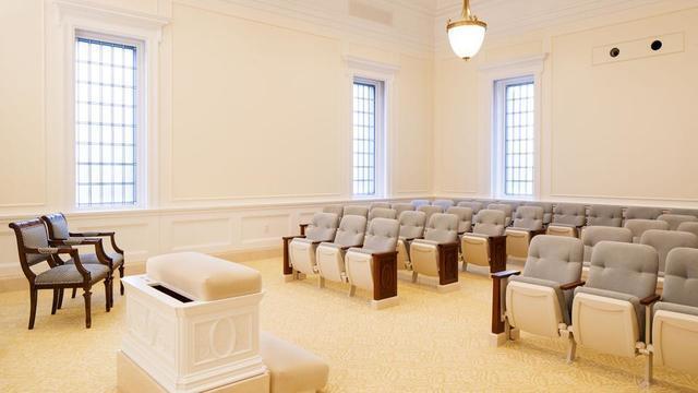 An instruction room in the Concepción Chile Temple.