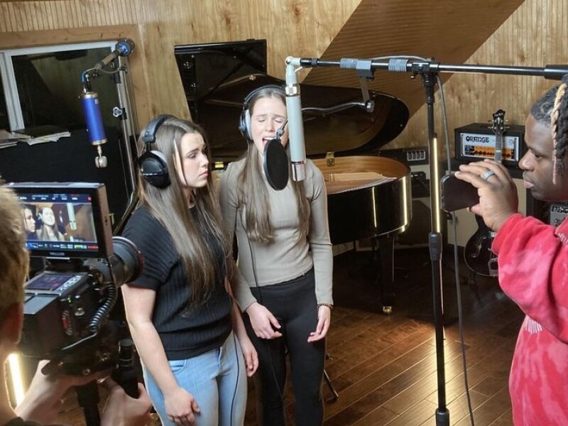 Brittney and Alysha at recording studio
