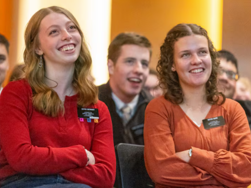 Sister Biesinger, left, and Sister Warr, right, at the Provo Missionary Training Center in Provo, Utah, on Thursday, November 28, 2024.