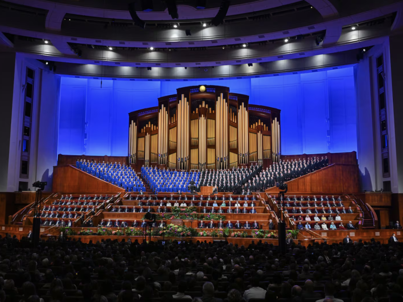 The Tabernacle Choir at Temple Square sings during the afternoon session of the 194th Annual General Conference of The Church of Jesus Christ of Latter-day Saints at the Conference Center in Salt Lake City on Sunday, April 7, 2024.