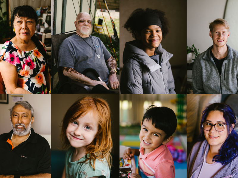 A compilation of portraits of eight members from the Gurnee 1st Ward.