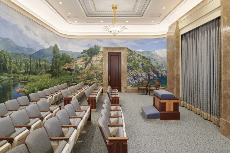 An instruction room in the Rome Italy Temple.