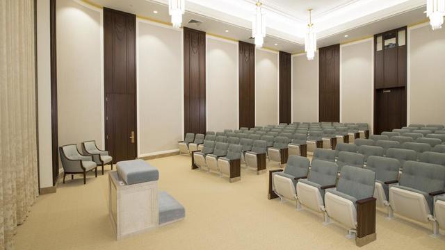 An instruction room in the Jordan River Utah Temple.