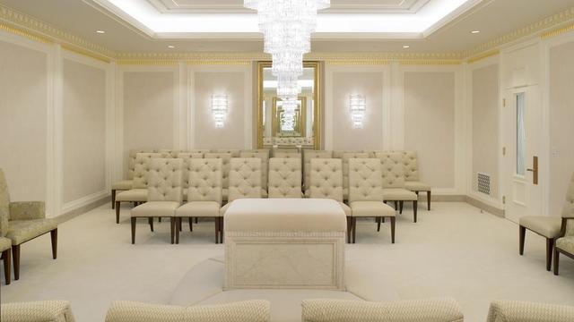 A sealing room in the Jordan River Utah Temple.