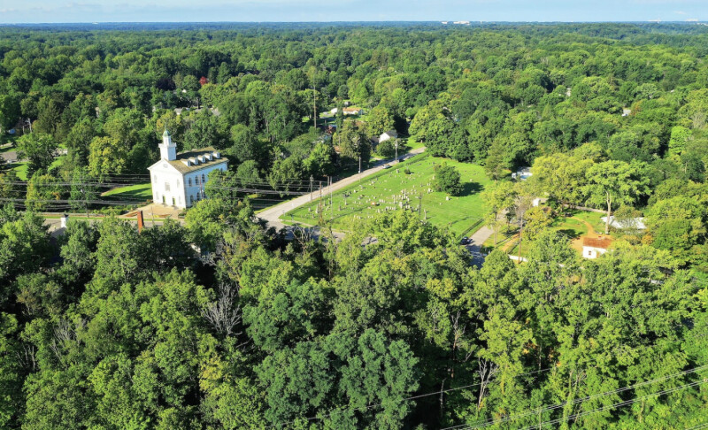 The sun rises on the Kirtland Ohio Temple and the Joseph and Emma Smith home in Kirtland, Ohio, on Saturday, Aug. 26, 2023.