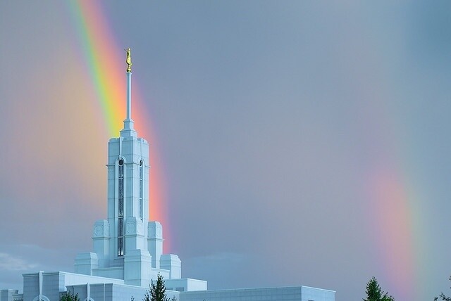 Mount Timpanogos Utah Temple with Rainbow