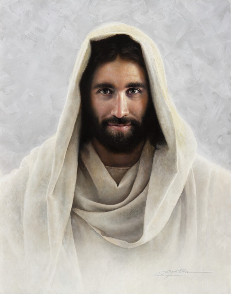 A portrait of Christ clothed in white robes.