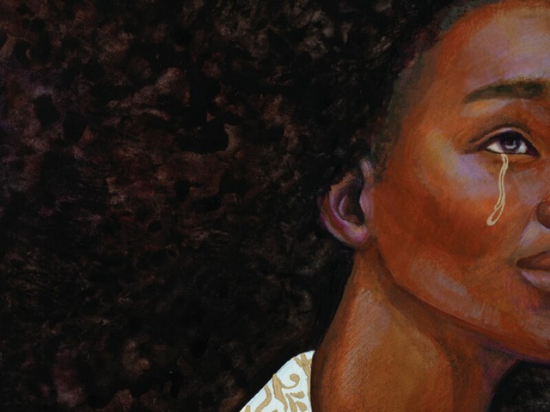 Painting of Carol crying.