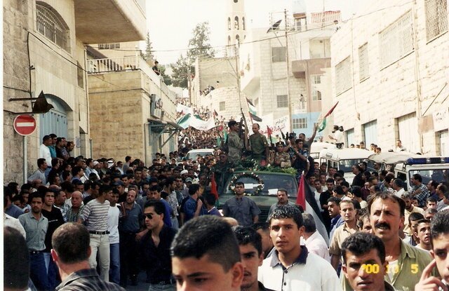 Demonstration in Beit Sahour after a Palestinian was killed in 2000. 