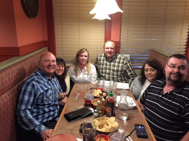 Caldwell meeting Matt and Diana for the first time at a restaurant.