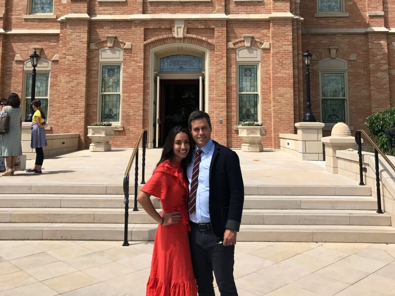 Shima and her husband at temple.jpeg