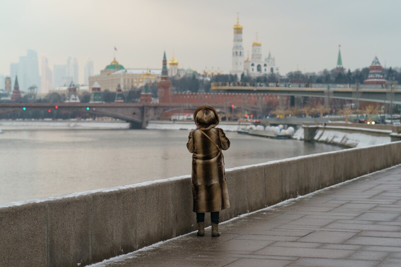 Tourist in the Moscow city center