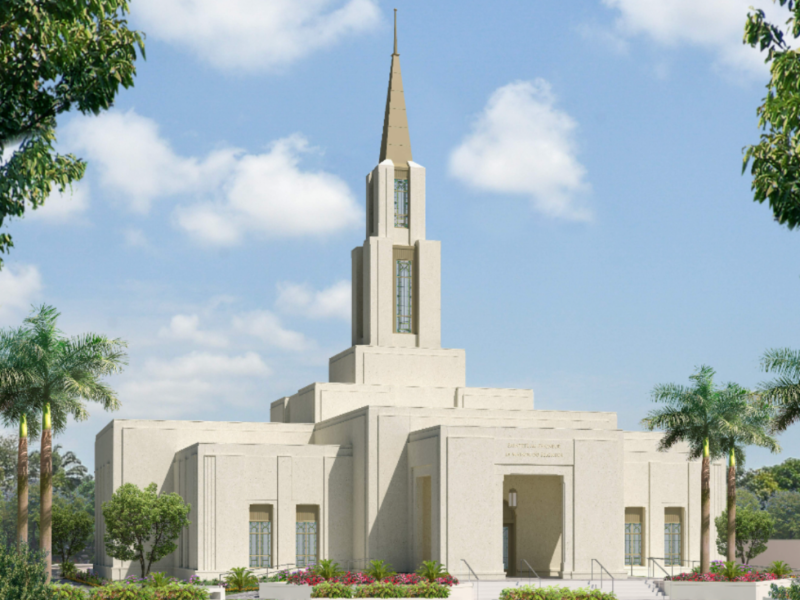 A rendering of the exterior of the Brazzaville Republic of the Congo Temple