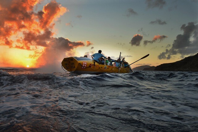 The Row4ALS team on the Atlantic Ocean