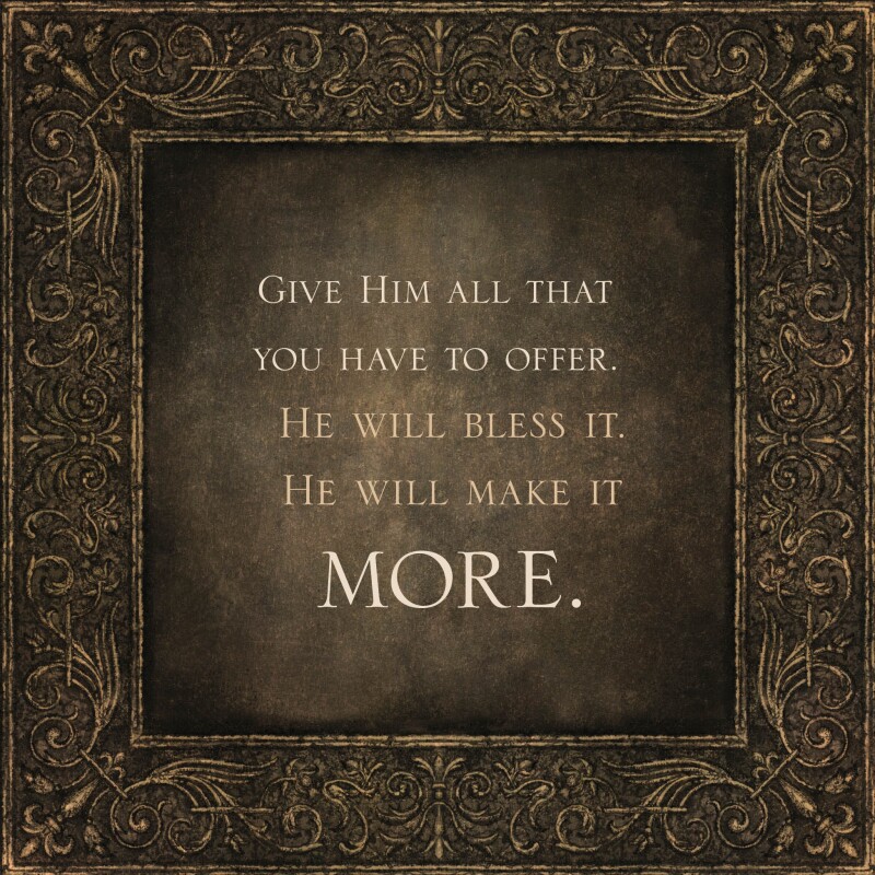 Give Him all that you have to offer. He will bless it. He will make it more.