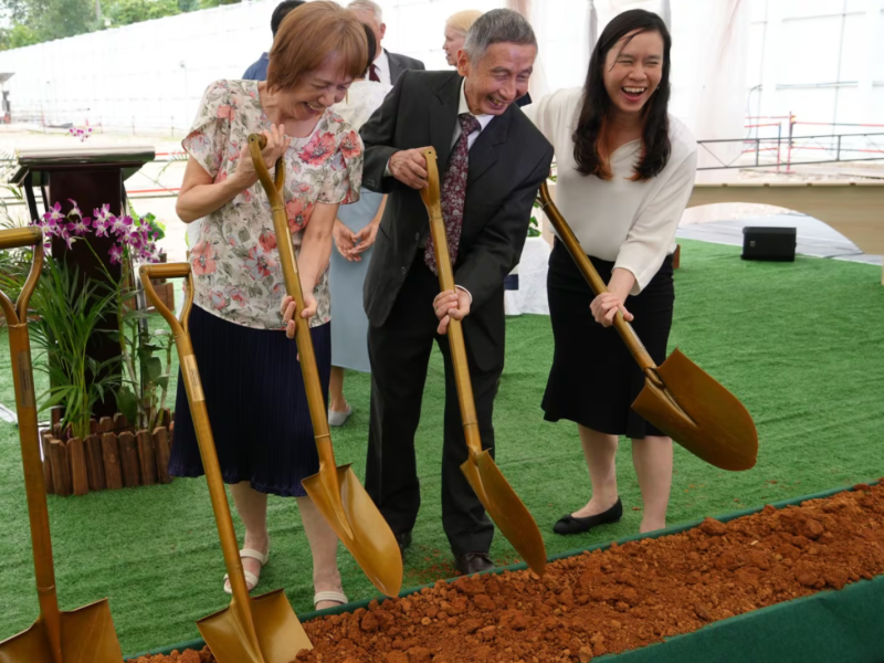 Local members of The Church of Jesus Christ of Latter-day Saints break ground for the Singapore Temple in southern Singapore on Saturday, June 28, 2025.