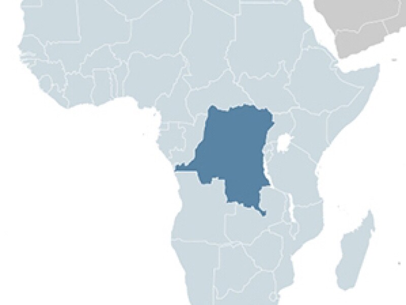 Map of Africa and the Democratic Republic of the Congo (DRC)