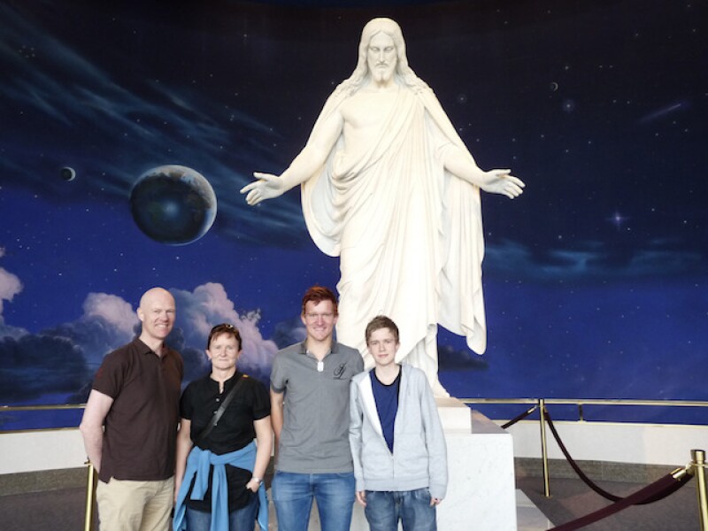Martin with his family on their first trip to Temple Square where Martin met the missionaries.