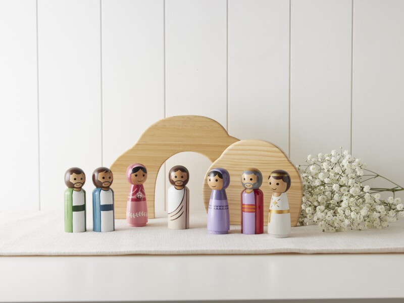 Easter Peg Doll Set with Tomb