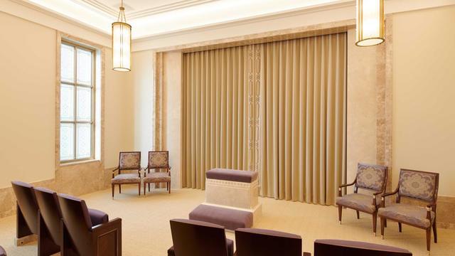 An instruction room in the Lisbon Portugal Temple.