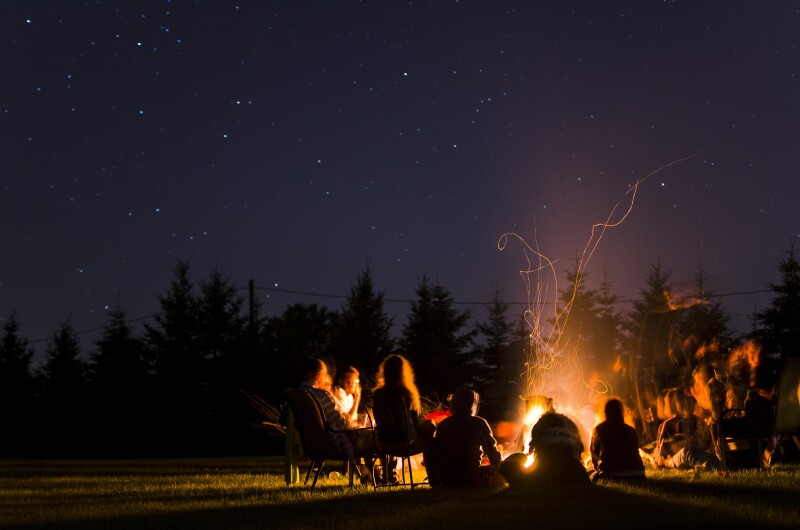 Camp,Fire,In,Summer