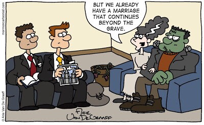 Funny LDS Missionary Comic with the Frankensteins by Arie Van De Graaff