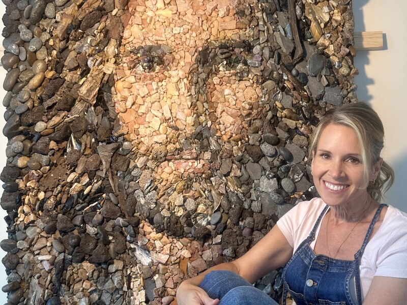Shelby Stroud in front of "A Sure Foundation"