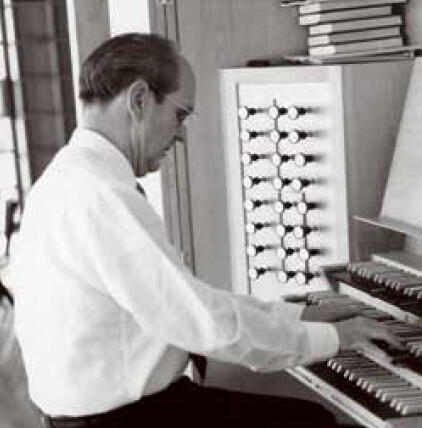 President Russell M. Nelson playing the organ.
